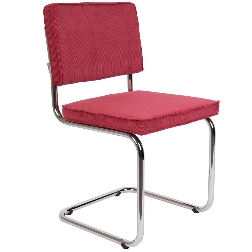 Červená manšestrová jídelní židle ZUIVER RIDGE