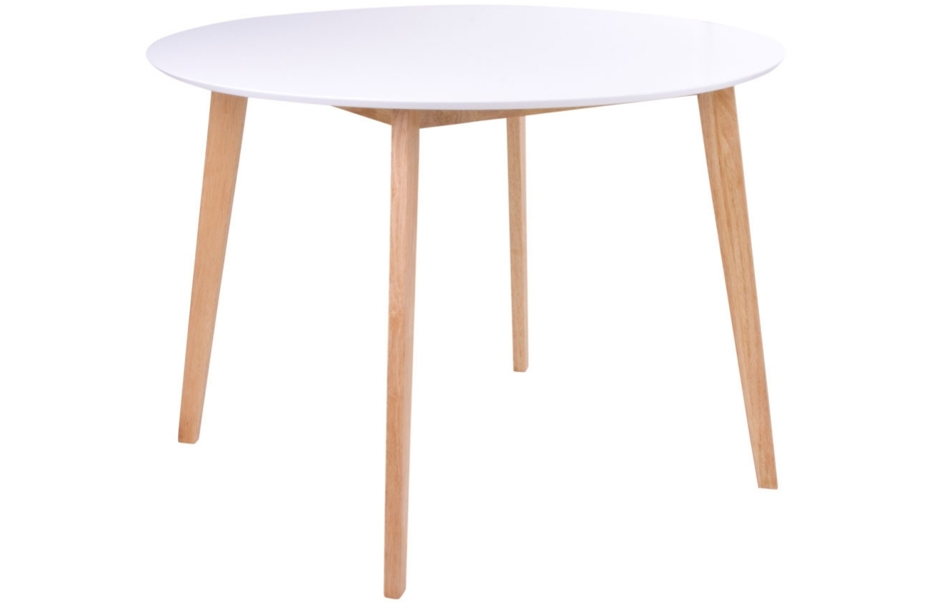 Nordic Living Bílý dřevěný kulatý jídelní stůl Vinay
