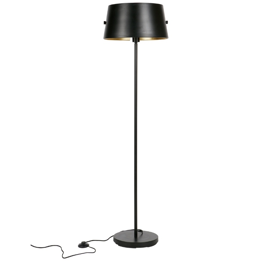Hoorns Černá kovová stojací lampa