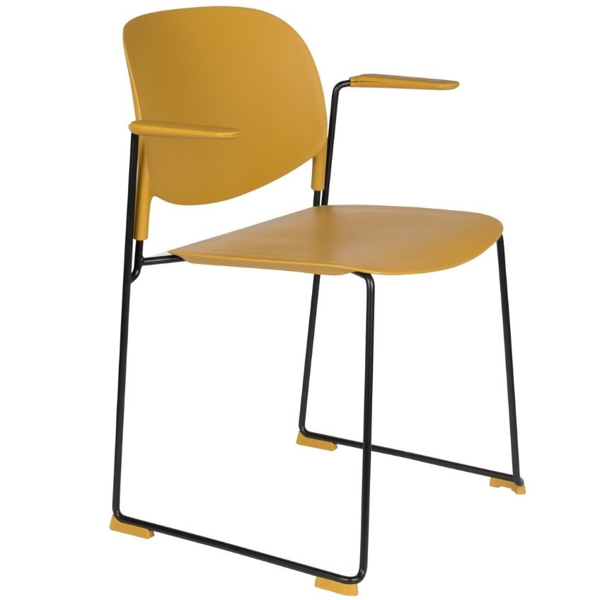 White Label Horčicově žlutá plastová jídelní židle