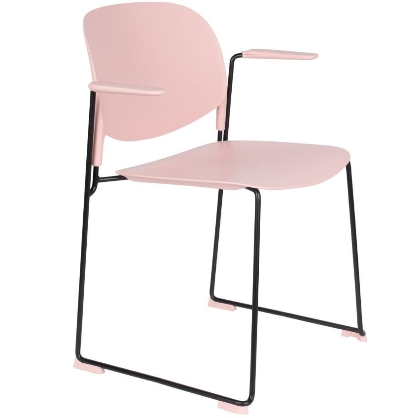 White Label Světle růžová plastová jídelní židle