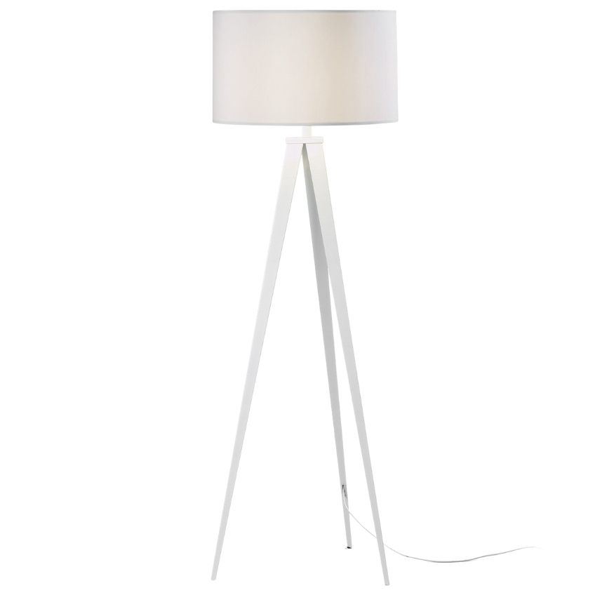 Bílá bavlněná stojací lampa Kave Home