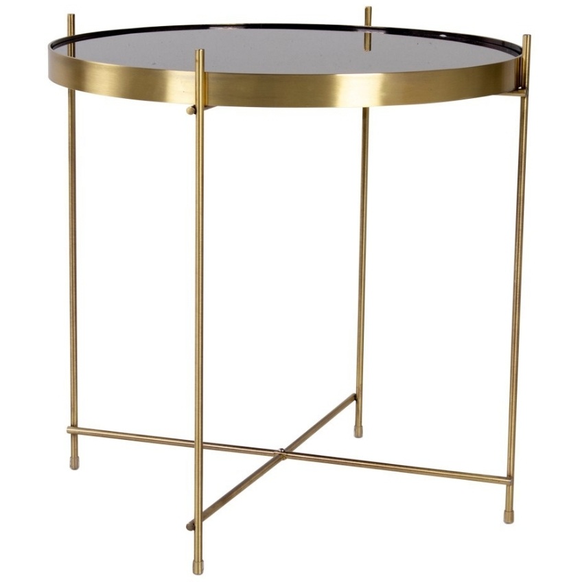 Nordic Living Zlatý kulatý skleněný konferenční stolek Emeli