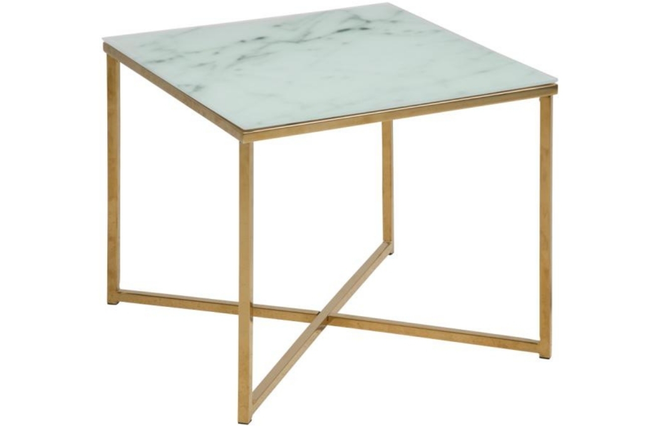 Scandi Bílý skleněný konferenční stolek Venice 50x50