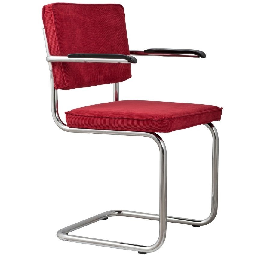Červená manšestrová jídelní židle