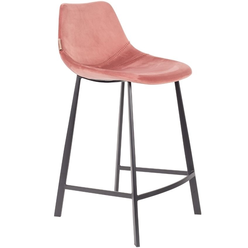 Růžová sametová barová židle DUTCHBONE Franky 65