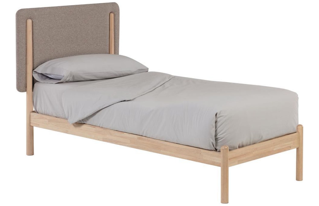 Dřevěná postel s látkovým čelem Kave Home