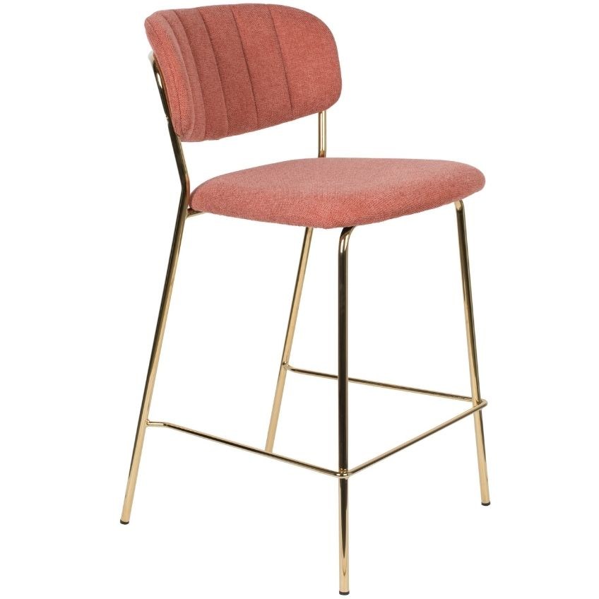 White Label Růžová látková barová židle