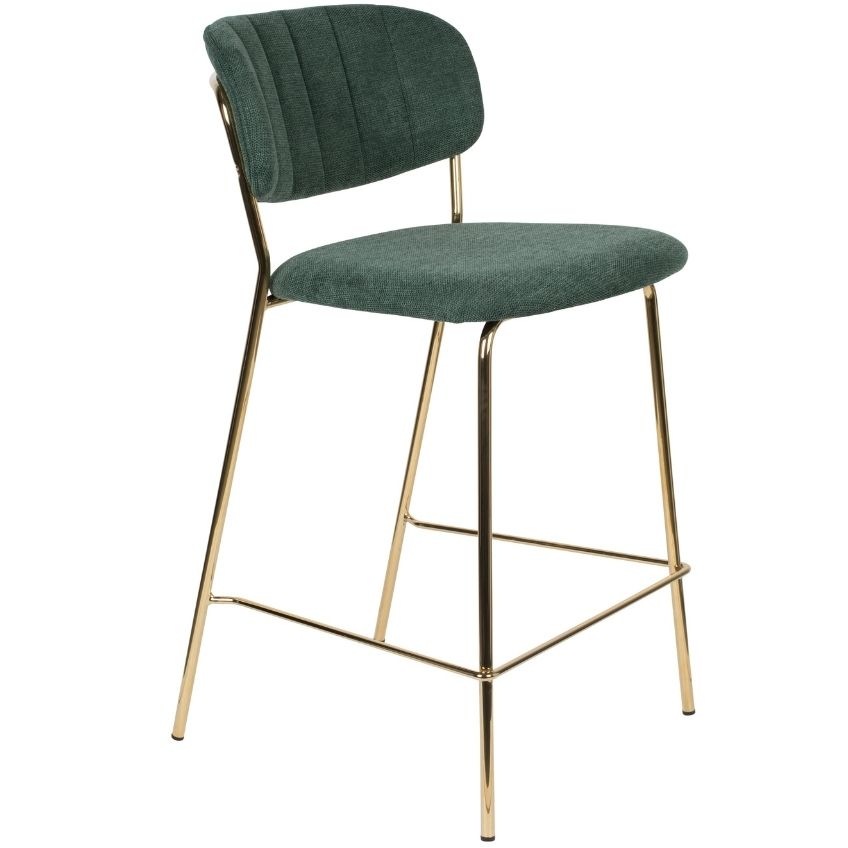 White Label Zelená látková barová židle