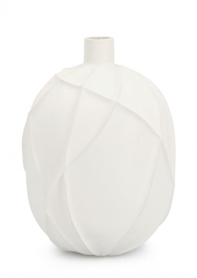 BIZZOTTO Bílá keramická váza RIDGED 38cm