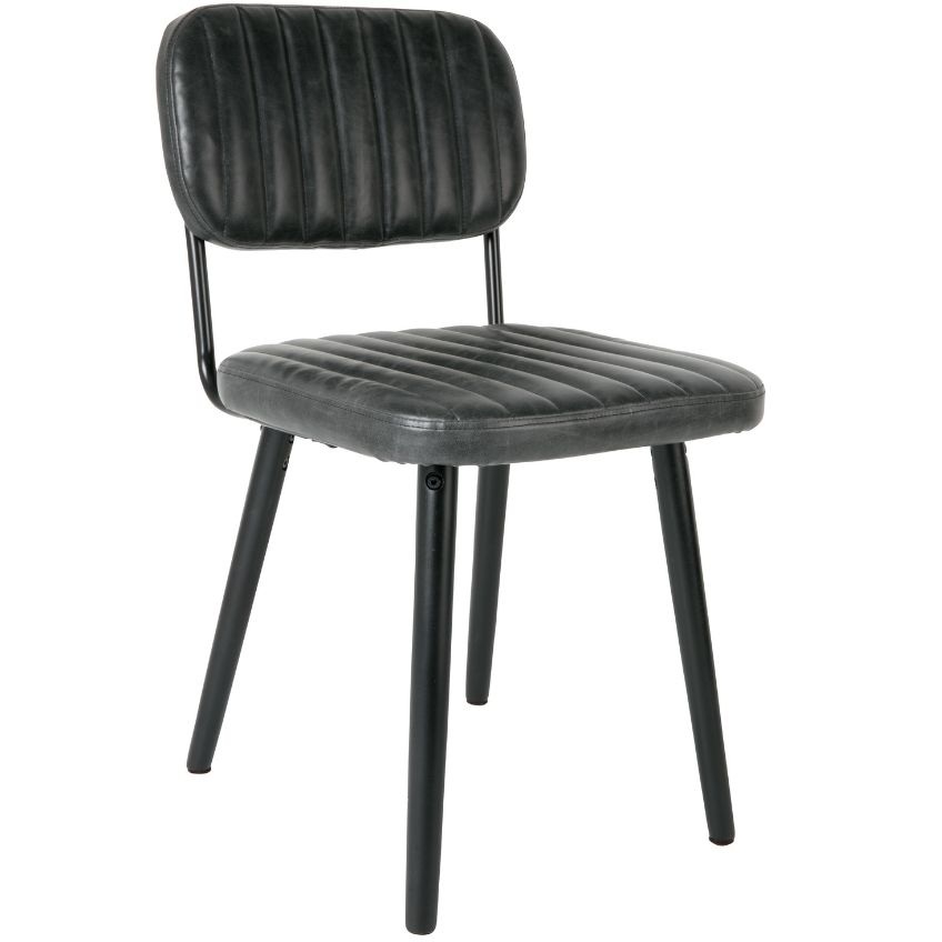 White Label Černá koženková jídelní židle