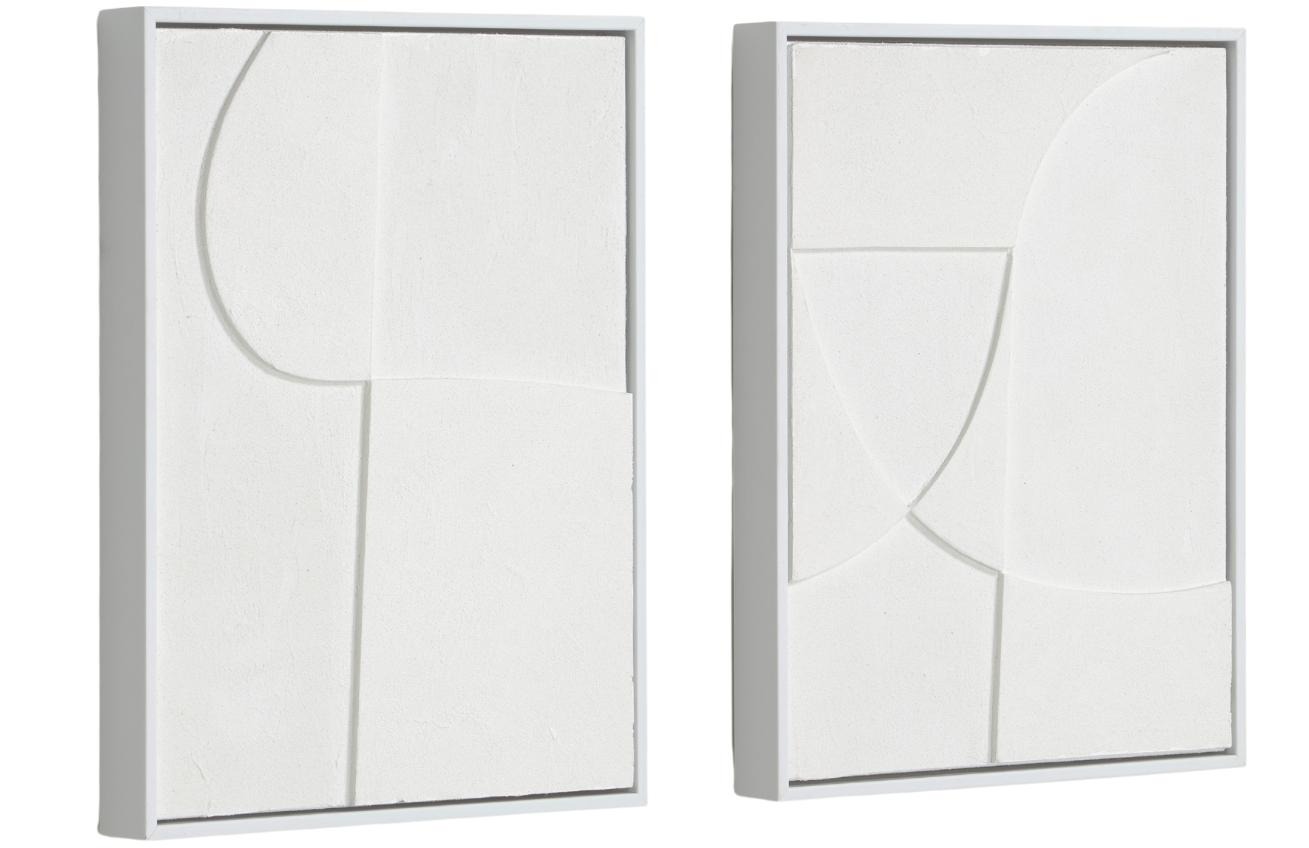 Sada dvou bílých abstraktních obrazů Kave Home