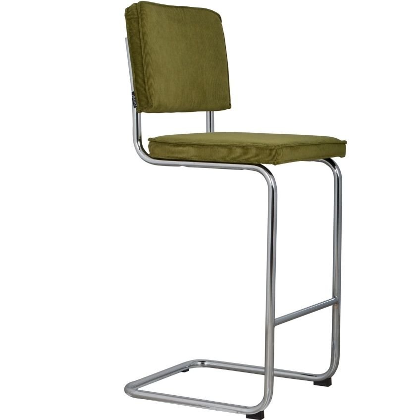 Zelená manšestrová barová židle ZUIVER RIDGE KINK RIB