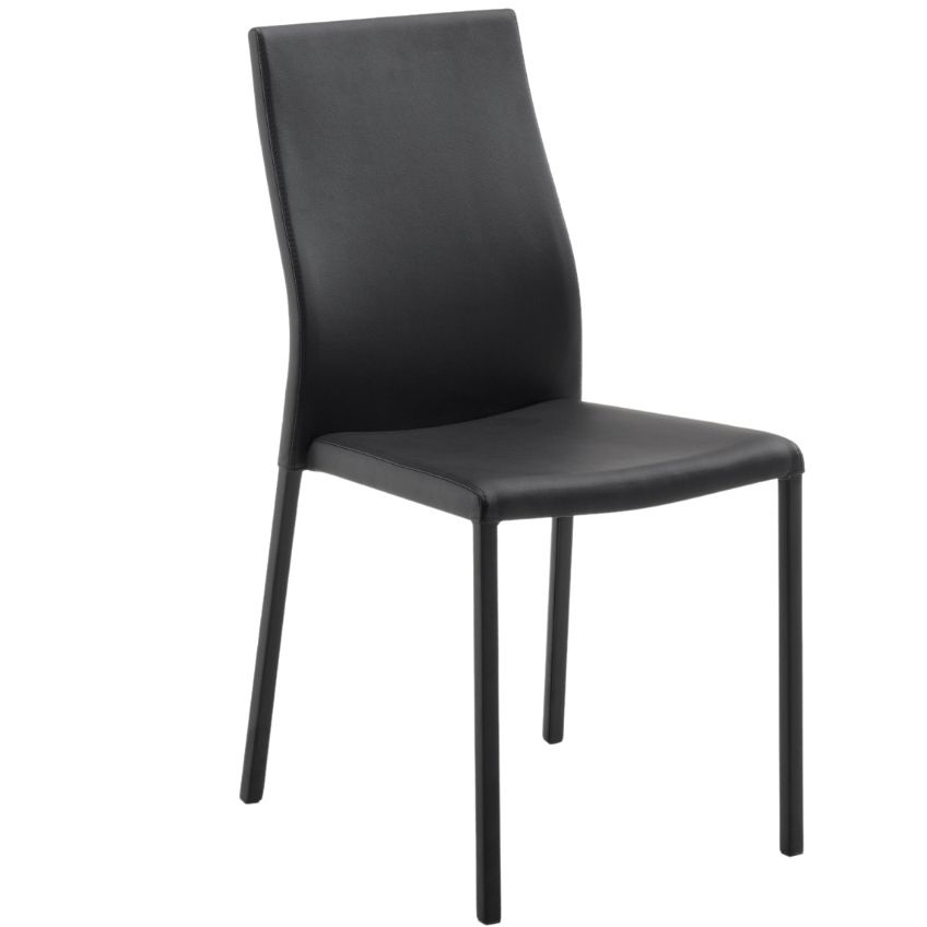 Černá koženková jídelní židle Kave
