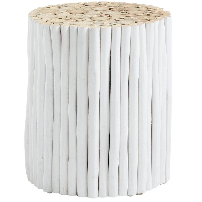Bílý teakový odkládací stolek Kave Home