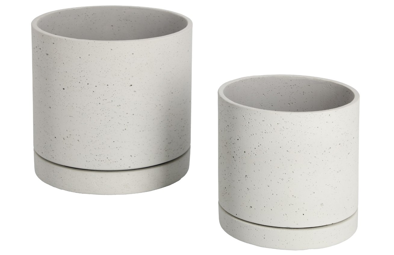 Set dvou šedých betonových květináčů Kave