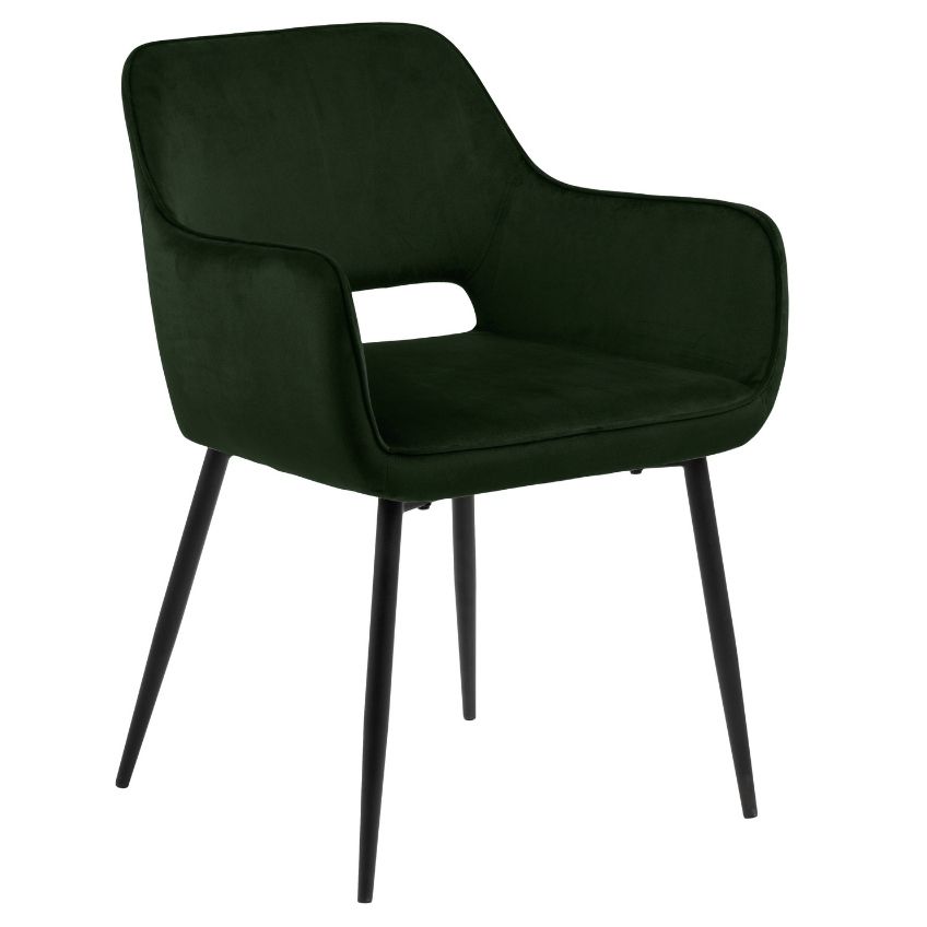 Scandi Tmavě zelená sametová jídelní židle
