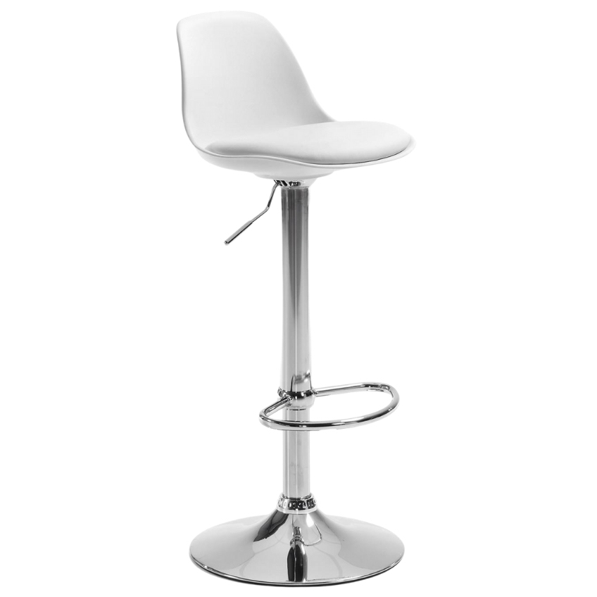 Bílá koženková barová židle