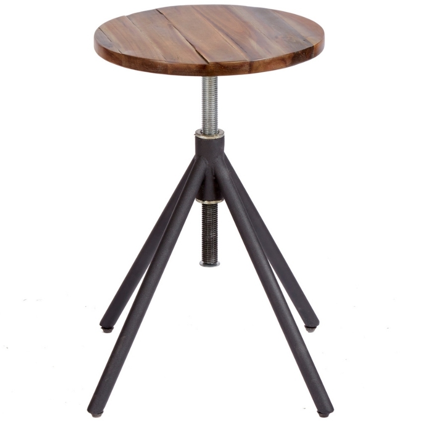 Moebel Living Černá kovová stolička Knisp s dřevěným sedákem 38-60