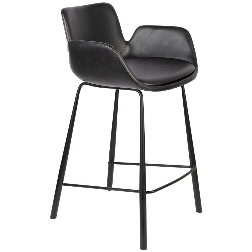 Černá koženková barová židle
