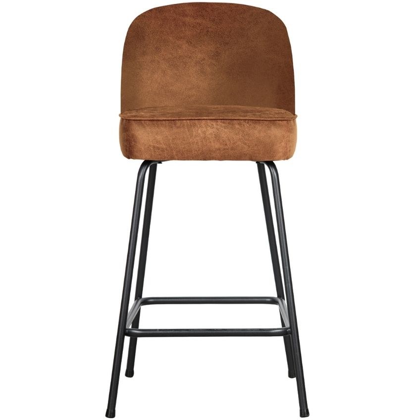Hoorns Koňakově hnědá kožená barová židle