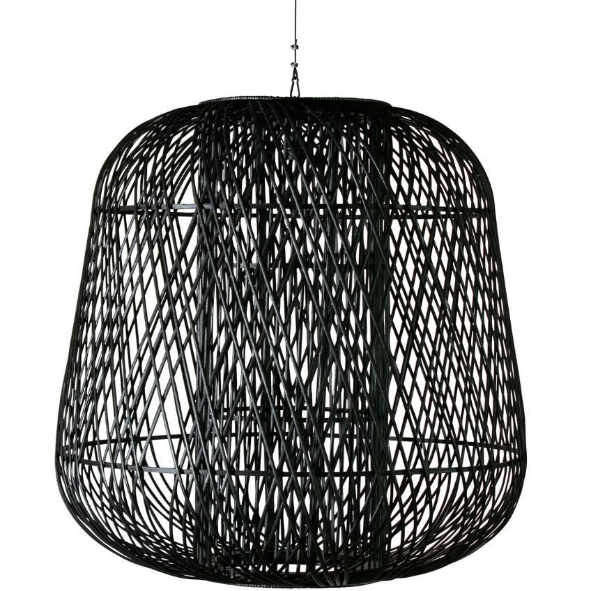 Hoorns Černé pletené bambusové závěsné světlo