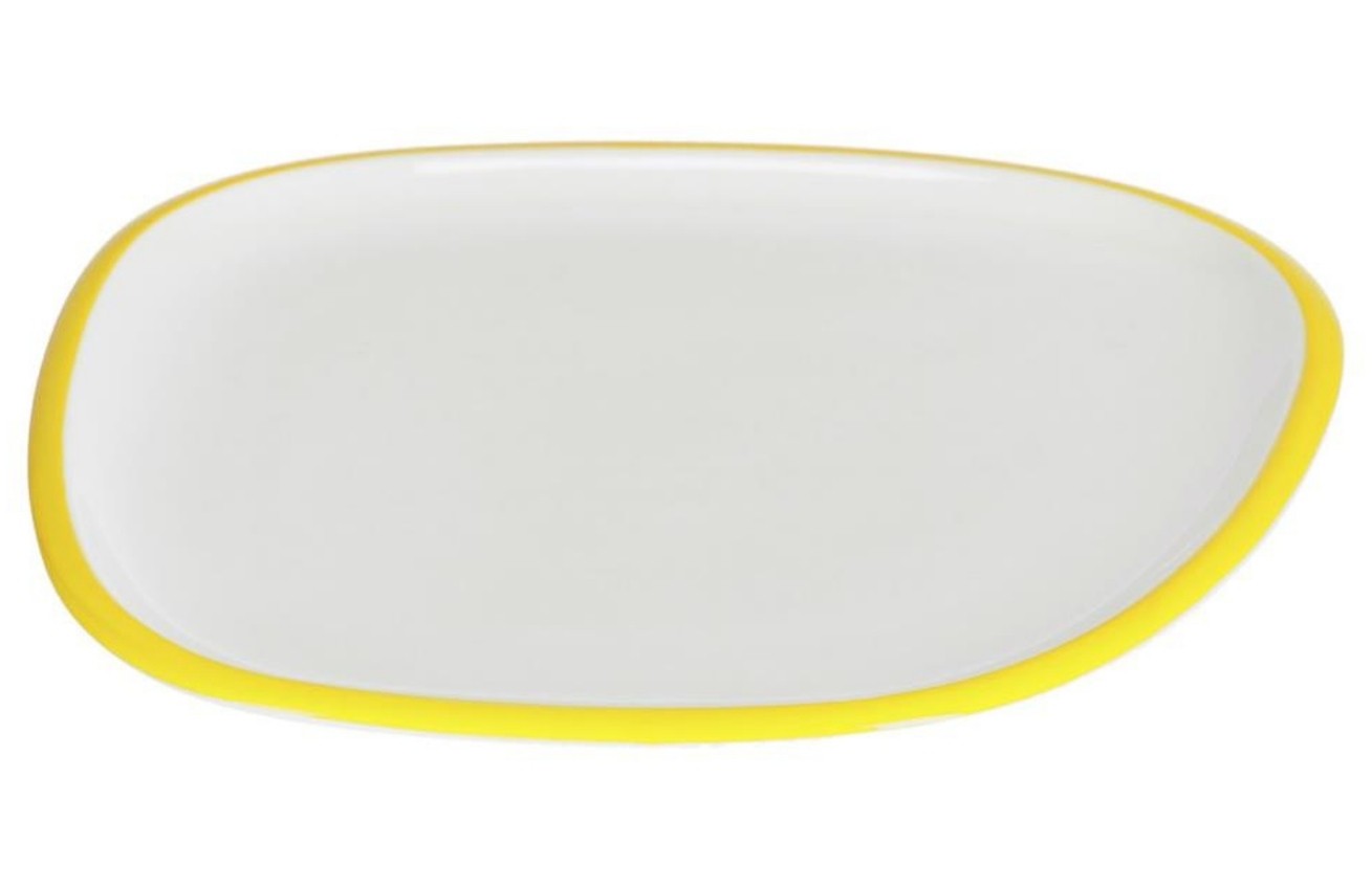 Bílo žlutý porcelánový dezertní talíř Kave Home Odalin 23