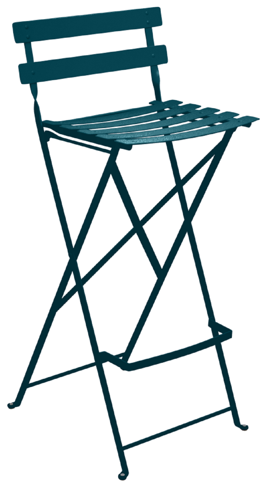 Modrá kovová skládací barová židle