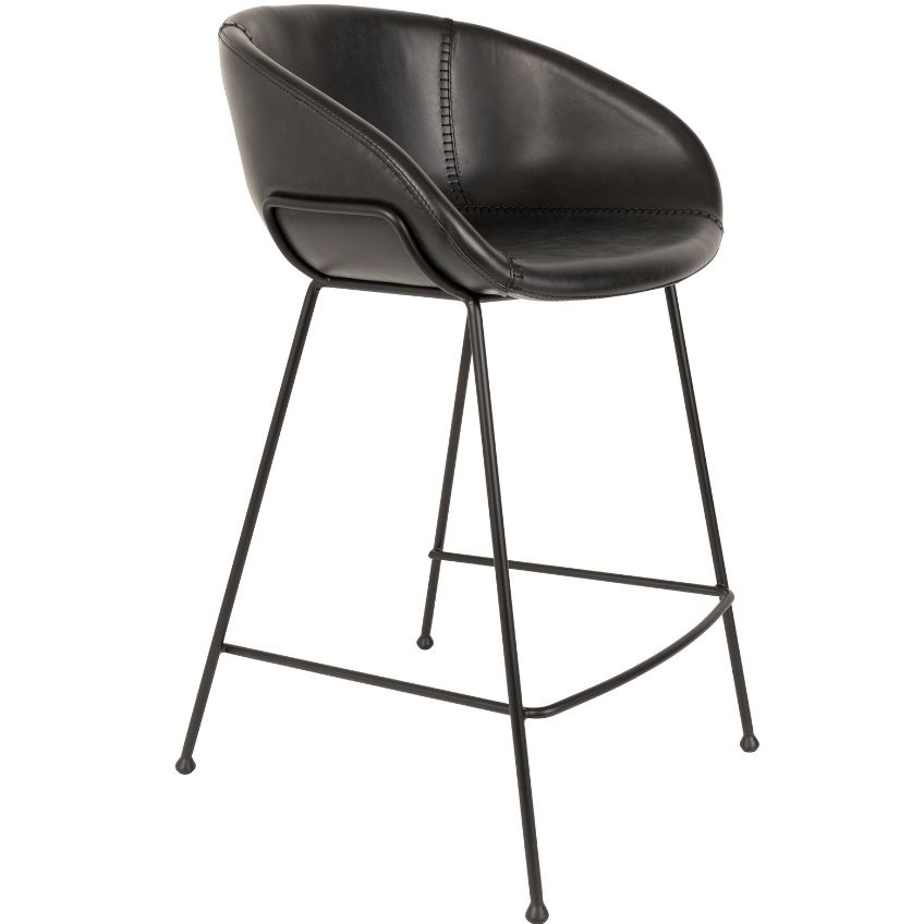 Černá koženková barová židle ZUIVER FESTON 65