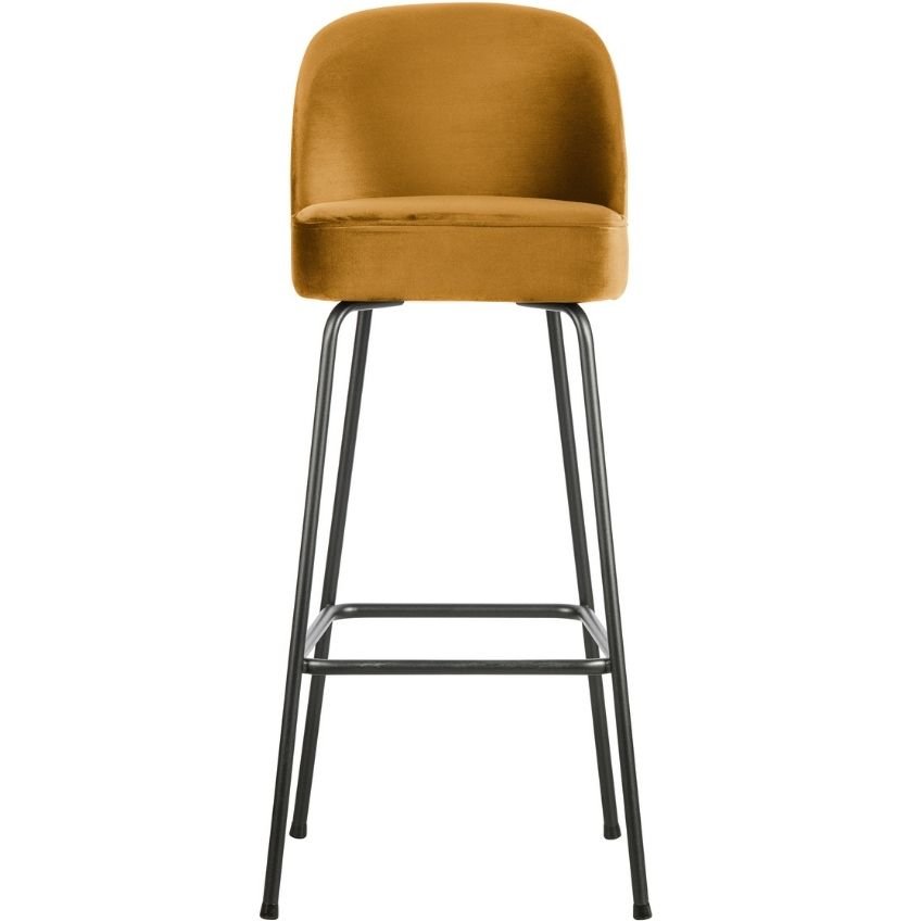 Hoorns Hořčicově žlutá sametová barová židle