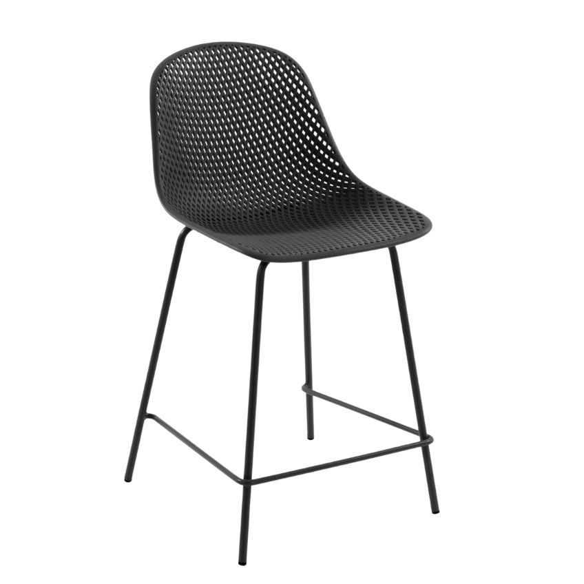 Tmavě šedá plastová barová židle Kave Home Quinby 65