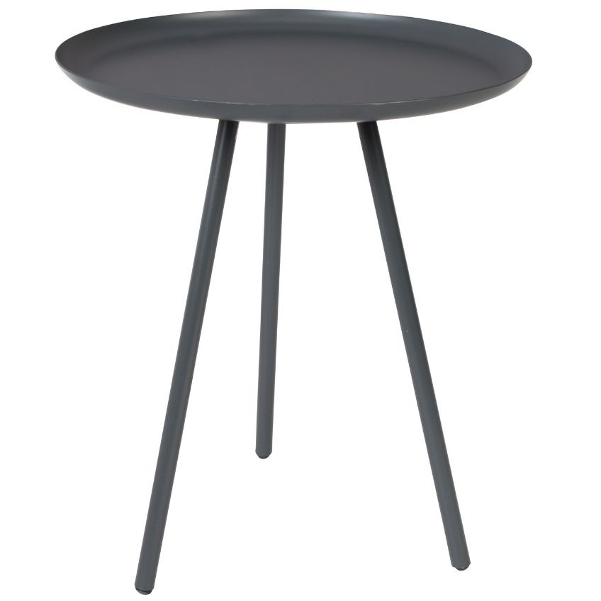 White Label Tmavě šedý kovový odkládací stolek