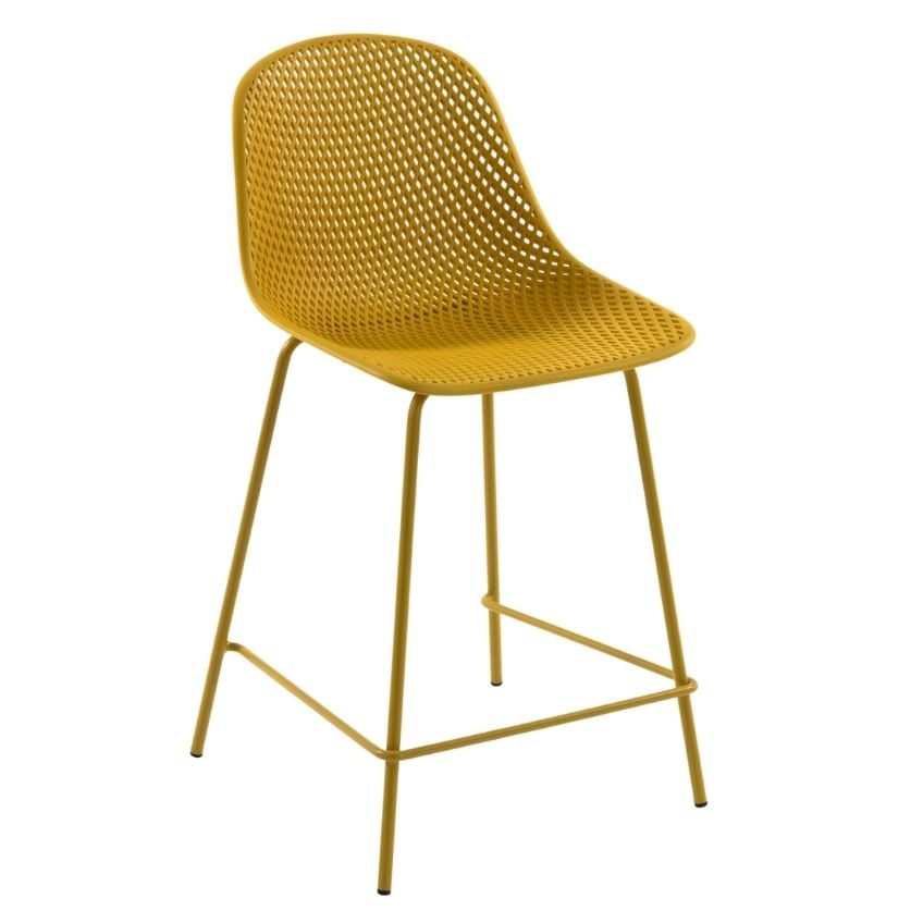 Žlutá plastová barová židle Kave Home