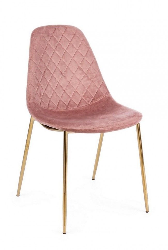 BIZZOTTO Sametová jídelní židle TERRY růžová