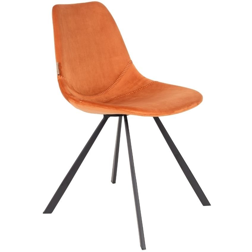 Oranžová sametová jídelní židle