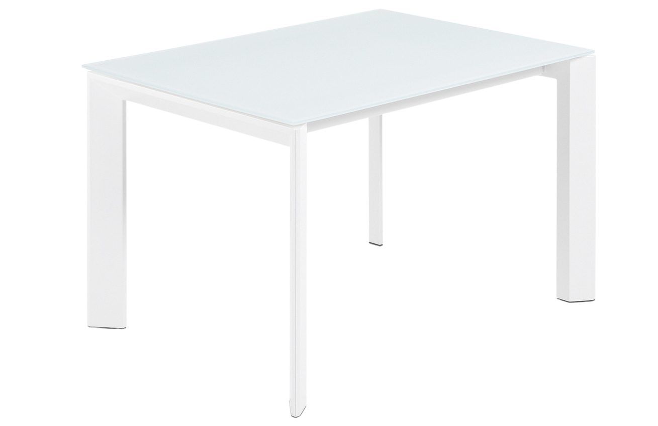 Bílý skleněný rozkládací jídelní stůl Kave Home