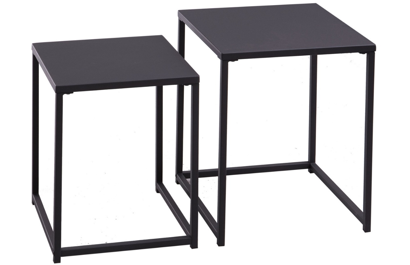 Moebel Living Set dvou černých kovových odkládacích stolků