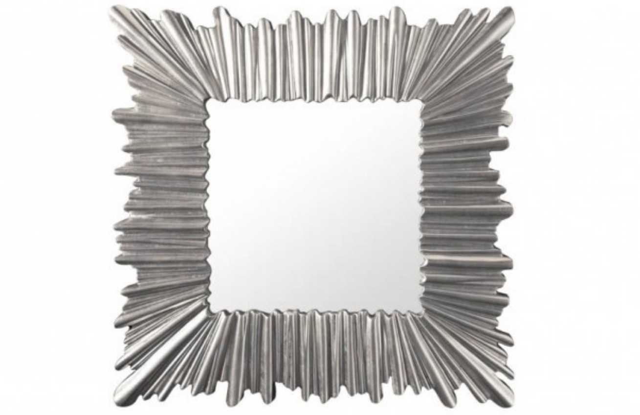 Moebel Living Stříbrné dřevěné závěsné zrcadlo Solei 95