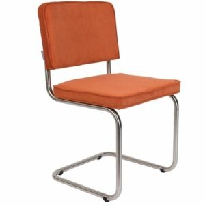 Oranžová manšestrová jídelní židle ZUIVER RIDGE