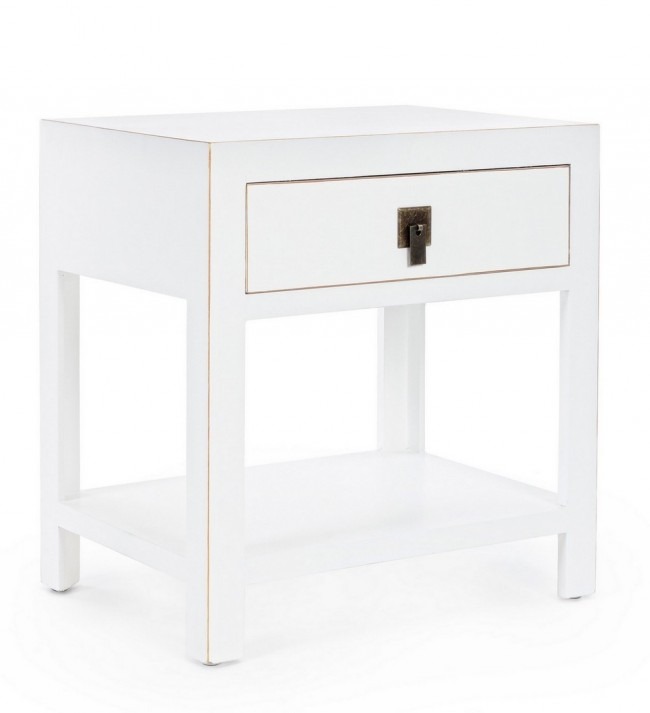 BIZZOTTO bílý noční stolek PECHINO 51x47 cm