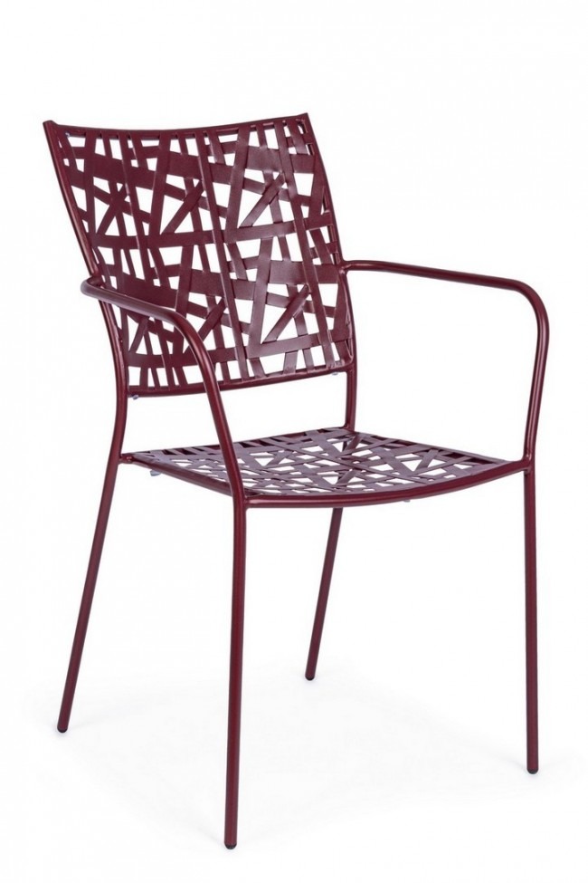 BIZZOTTO Zahradní kovová jídelní židle KELSIE červená