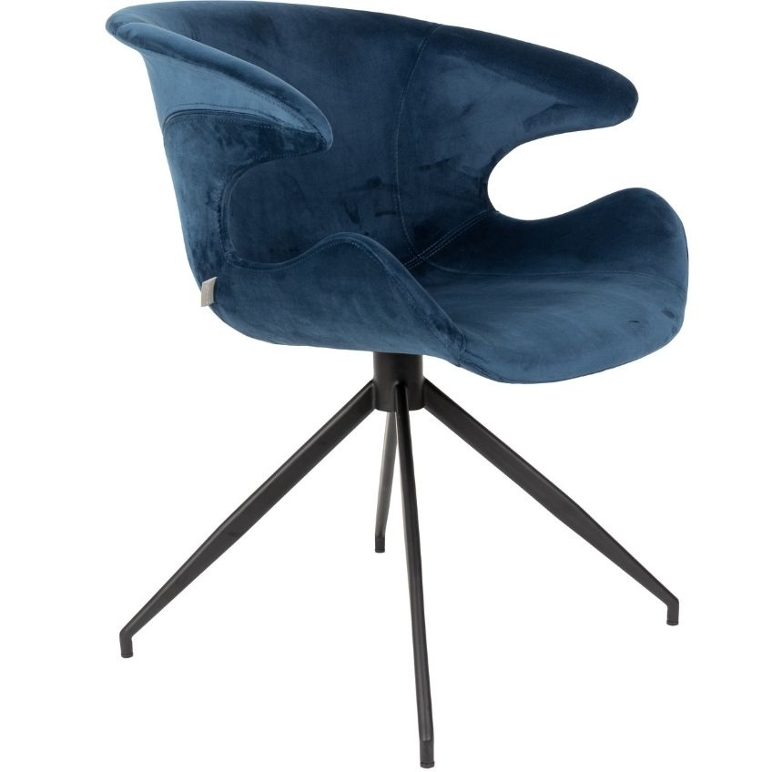 Modrá sametová jídelní židle