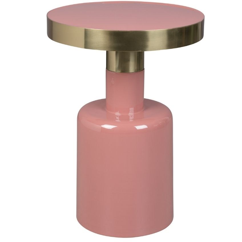 Růžový kovový odkládací stolek ZUIVER