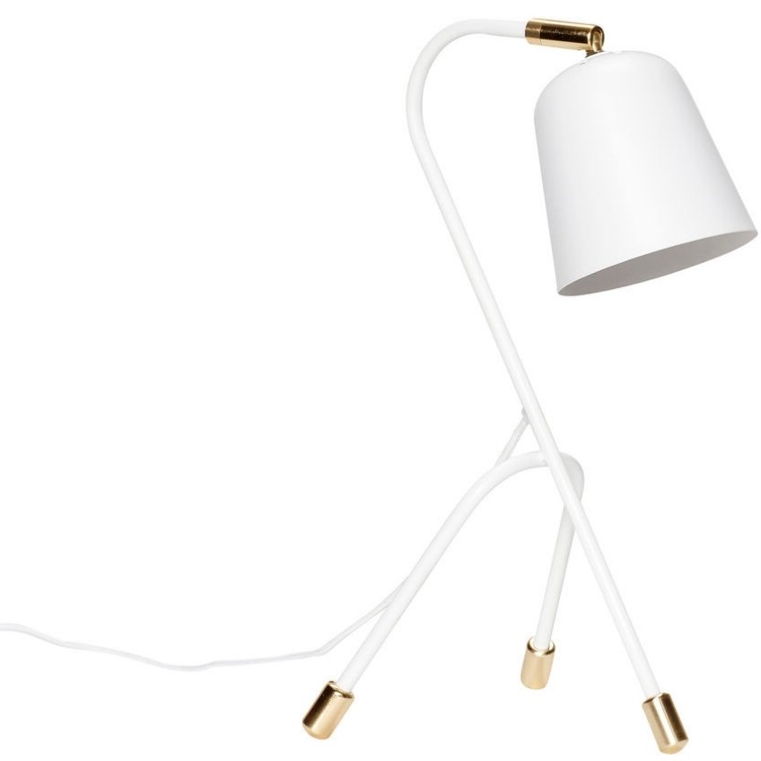 Bílá kovová stolní lampa