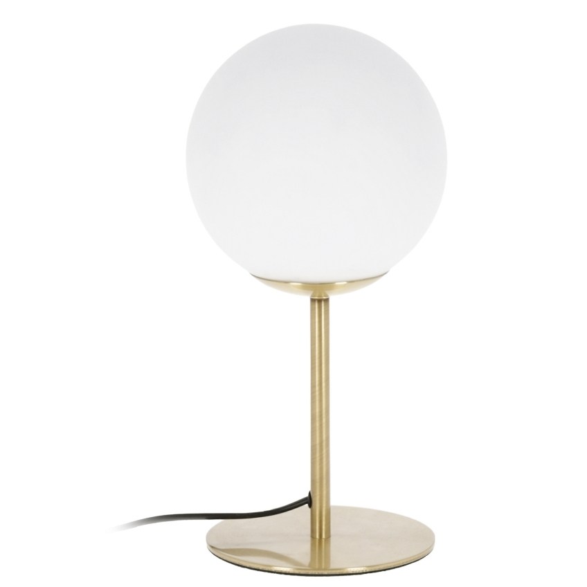 Bílá skleněná stolní lampa Kave Home