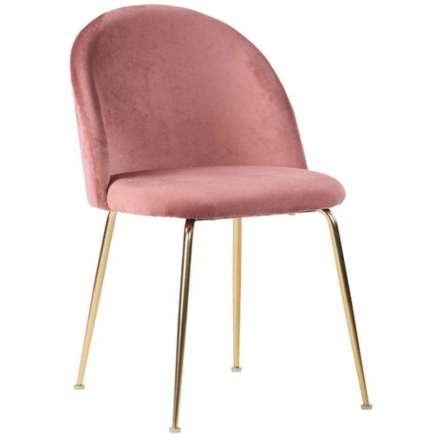 Nordic Living Růžová sametová jídelní židle