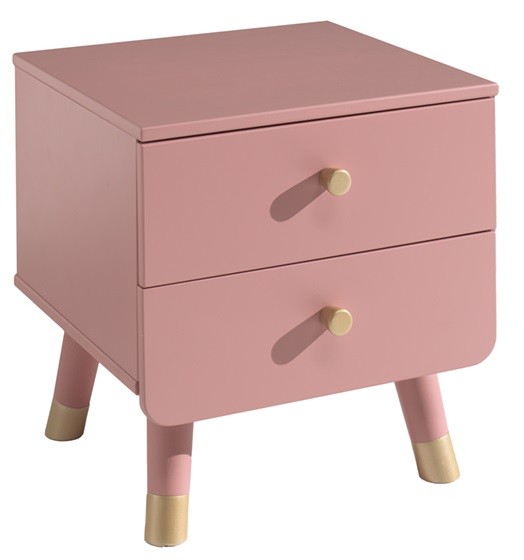 Růžový dřevěný noční stolek Vipack Billy