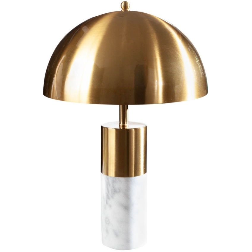 Moebel Living Zlato bílá kovová stolní lampa