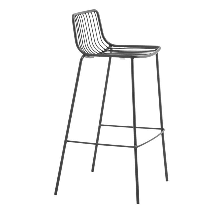 Pedrali Antracitově šedá kovová barová židle