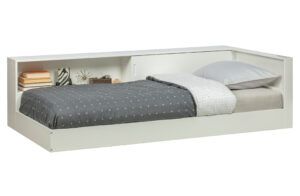 WOOOD Dřevěná postel CONNECT bílá s rohovým okrajem